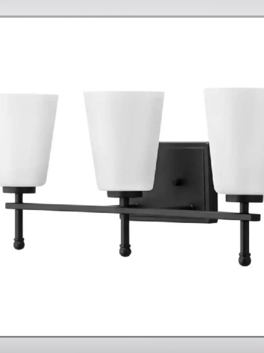 Matte Black 3-Light Bathroom Vanity Sconce with White Glass Shades